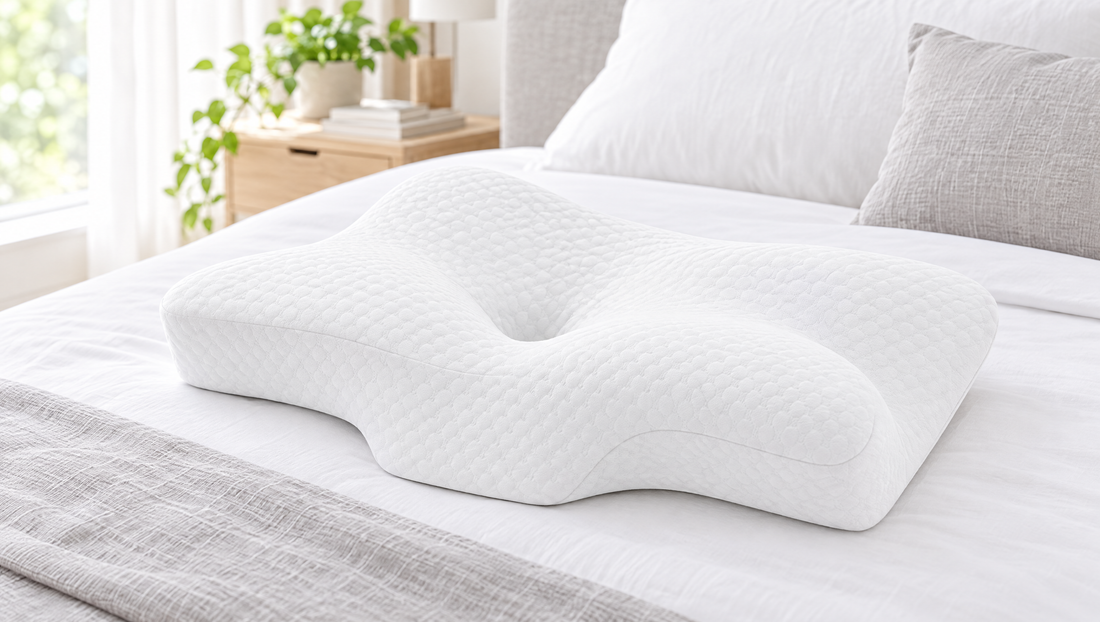 fitkissen 4D Schmetterlingskissen auf einem Bett mit sichtbaren Höhenzonen