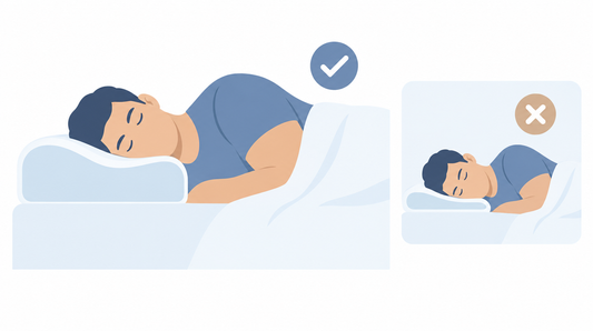Illustration: breite Schultern brauchen ein höheres Kissen